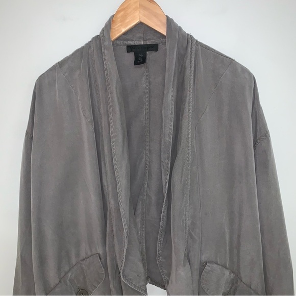 Maison Cinqcent Jacket Women's Size Medium Khaki Green Grey Tencel Lightweight - Picture 3 of 9